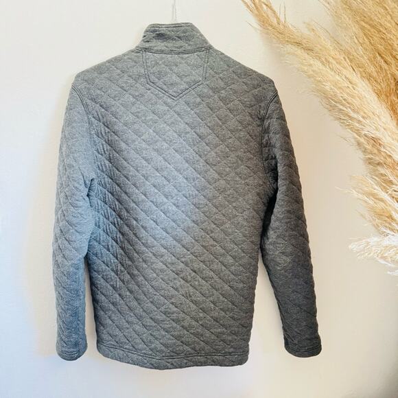 MENS EDDIE BAUER Grey Gray Quilted Half Zip Pocket Pullover Sweatshirt Sweater S - Picture 6 of 12